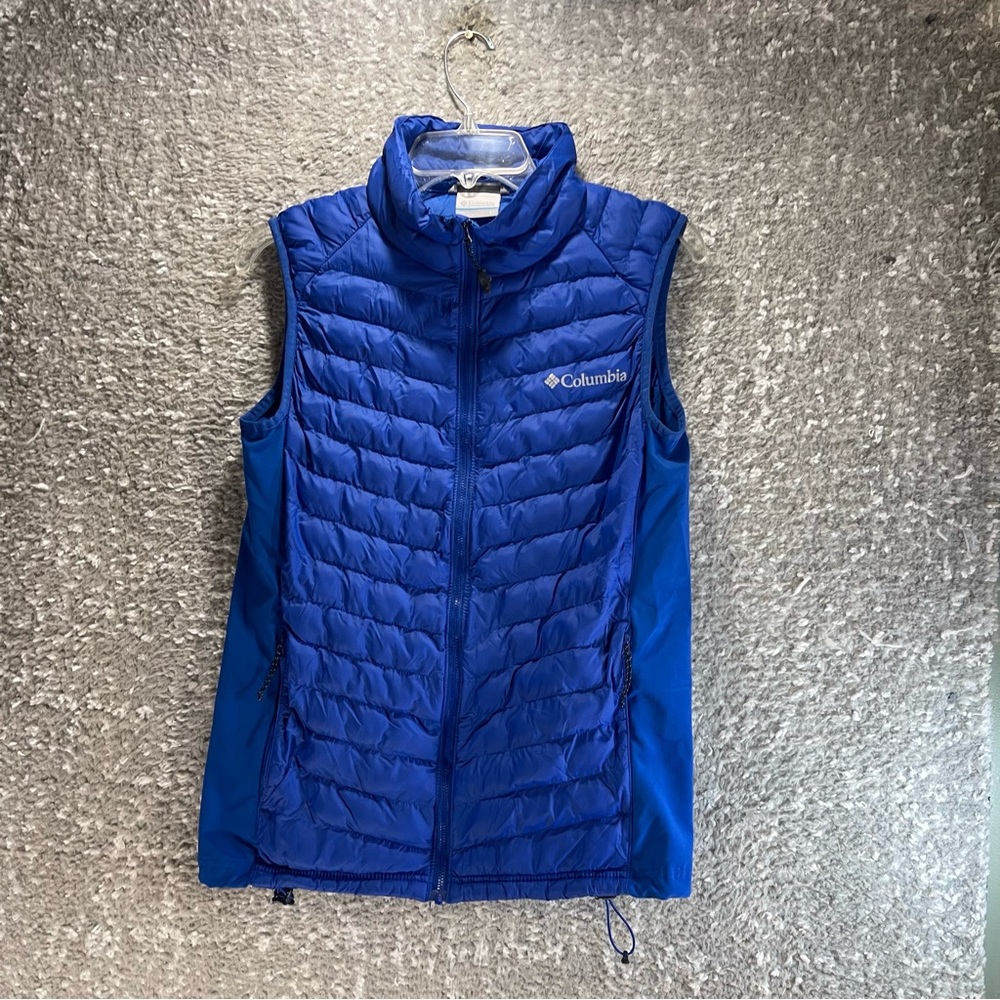Columbia‎ Women Puffer Vest Blue XS Full Zip Lightweight Nylon Preppy
